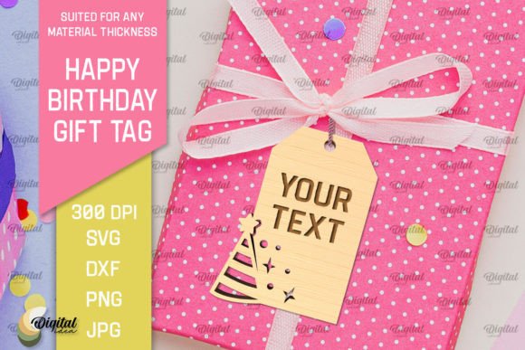 Download Happy Birthday Gift Tag Laser Cut - Birthday gift Collection
