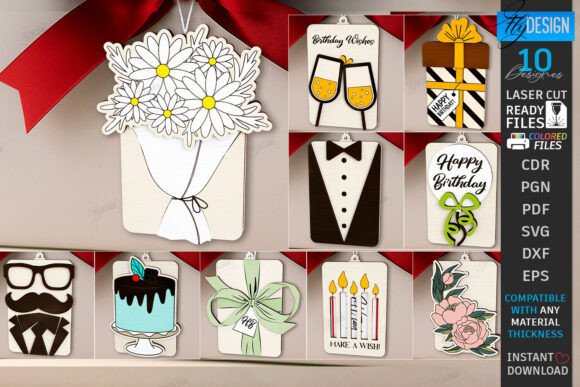 Download Birthday Gift Cards Laser Cut Bundle|CNC - Birthday gift Collection